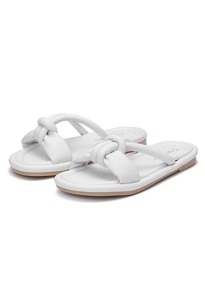 İmerShoes Papuci albi Puff - Sandale pentru femei cu talpă moale și ușor flexibile 026