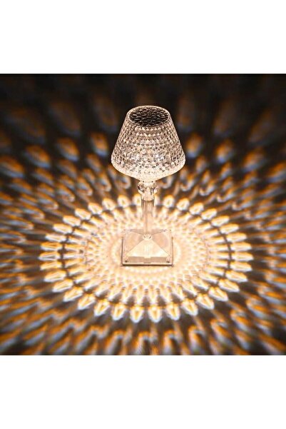 PİNK İTHALAT Kristal Şarjlı Masa Lambası, Led Abajur, Dokunmatik