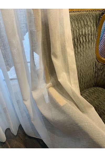 VANESSA PERDE Hotel Rooms Superior Qualified Non-Wrinkle Otella Matte Ecru Color 1x2.5 Pleated Tulle Curtain