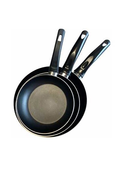 Russet Siyah Ekonomik Teflon 3'lü Tava Seti - 24 Cm 20 Cm 16 Cm