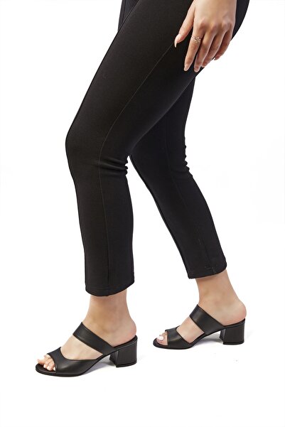 Cabra Blanca Genuine Leather Women's Strappy Block Heeled Slippers Classic Thick Heeled Women's Slippers