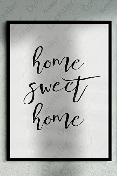 ÖZCANLAR ÇERÇEVE Home Sweet Home Çerçevesiz Çerçeve Görünümlü 3 Parça Mdf Duvar Pampas Tablo Seti Lazer Kesim