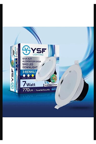 YSF LİGHTİNG 7 Watt Led Spot Lamba 3 Renk Beyaz Kasa + Krom Çizgili Tak Çalış...