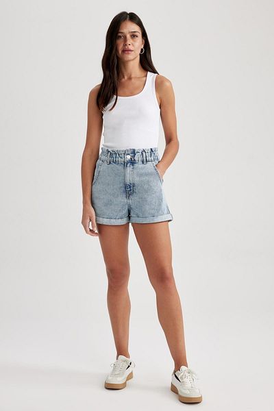 DeFacto Folded Leg Paperbag Jean Shorts - A2611ax23sm