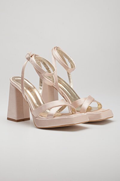 LİLLA Women's Angular Platform High Thick Heeled Shoes