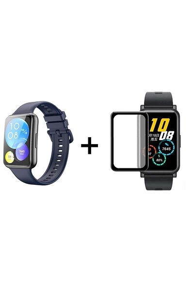 Huawei Watch Fit 2 Compatible Sports Soft Design Silicone Cord + Full Covering Screen Protector Set of 2