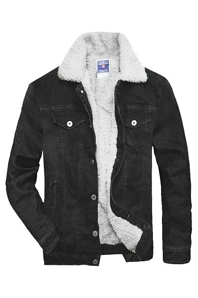 alaska the last frontier R.lion Slim Fit Furry Jeans Coat Premium Denim Black