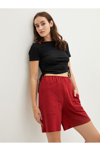 LC Waikiki Women's Bermuda Shorts with Elastic Waist and Pocket Detail