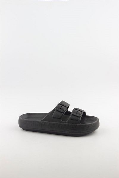 Altın Adım Unisex Σόλα Πλατφόρμας Διπλής Πόρπης Eva Summer Slippers - Μαύρο