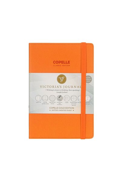 Victoria's Journals Copelle Gold Bujo Notebook 14x20 Cm 57 Gram Cream 152 Sheets 304 Pages Orange Dotted