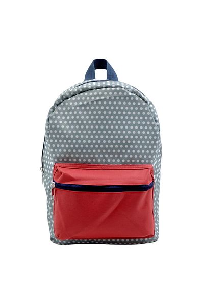 Gen-Of Printed 2 Compartments Children's Kindergarten Backpack Gray Polka Dot