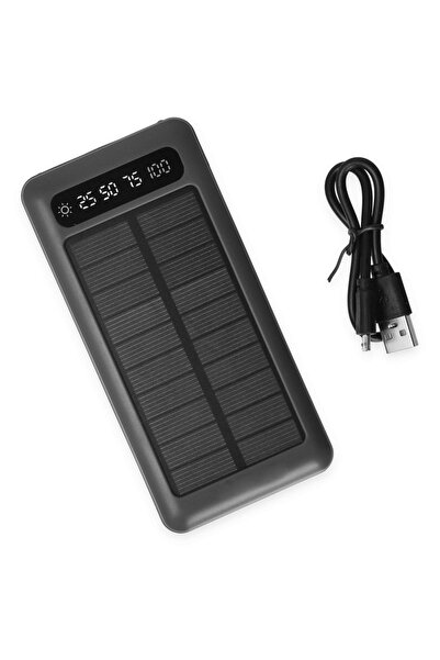 TECHNOMEN 10.000 Mah Güneş Enerjili Led Işıklı Powerbank Şarj Aleti Usb Çıkışlı Mikro Typc Lıghtnıng