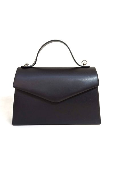dizaynbag Women's Black Faux Leather Evening Bag with Silver Chain Strap