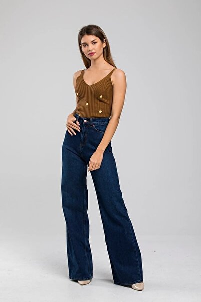nede moda Παντελόνι Palazzo με φαρδύ πόδι με ψηλόμεσο Lycra