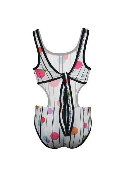 Rs Ramuni Costum de baie pentru fete Mayokini cu dungi colorate cu buline cu imprimeu digital Costum de baie pentru piscină