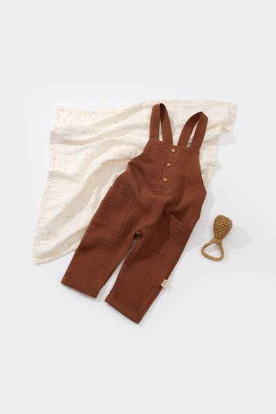 BabyCosy GOTS Certified 100% Organic Cotton, Unisex Baby Muslin Pocket Overalls