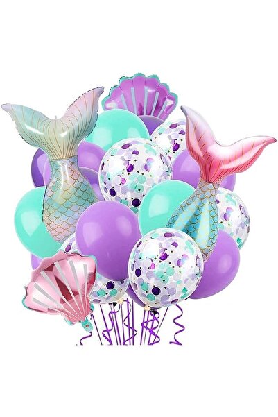 DÜVENCİ TİCARET Çıtıpıtıstore Gökkuşağı Kuyruk Midye Reknli Balon Set