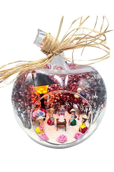 maya sanat Teraryum Iyi Ki Doğdun Canım Arkadaşım Doğum Günü Hediyelik Elma Cam Fanus 5 Kız