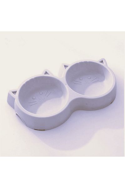 FloriaShopping New Design Cat Patterned Cat and Dog Double Food Bowl
