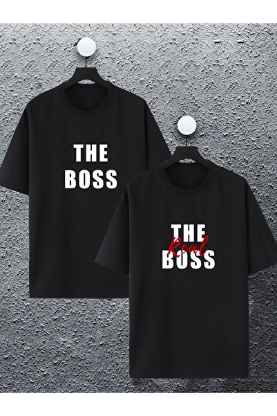 macklin Unisex Kadın Erkek The Boss Ve Real Boss Baskılı Sevgili Çift Kombini...