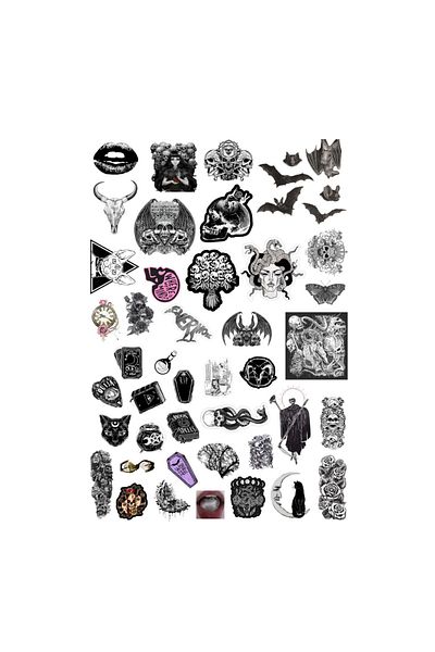 Ororabutik Σετ με 42 αυτοκόλλητα Gothic Witcher Grunge Fairygrunge - Σετ αυτοκόλλητων Scrapbook Bullet Journal