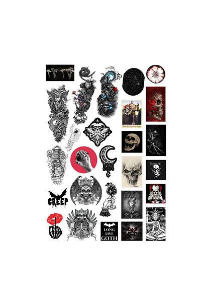 Ororabutik Σετ με 27 αυτοκόλλητα Gothic Witcher Grunge Fairygrunge - Σετ αυτοκόλλητων Scrapbook Bullet Journal