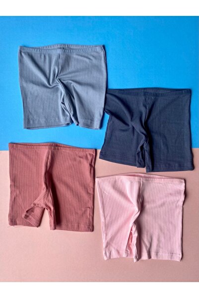 VicTroy Ribana-fitilli Pamuklu Rengarenk 4'lü Kadın Şort-külot