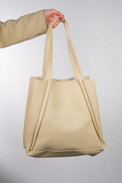 LuviShoes Klos Krem Kadın Omuz Çantası