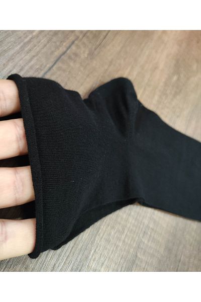 Leement socks Дамски 6 чифта безшевни черни диабетни чорапи със средна яка от пениран памук