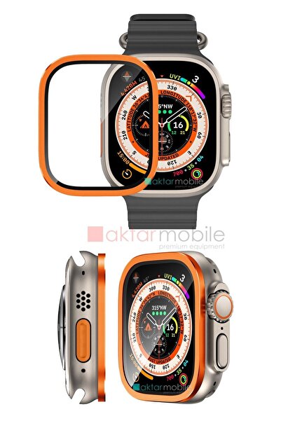 AktarMobile Watch Ultra 49 Mm Uyumlu Metal Çerçeveli Ekran Koruyucu Premium T...