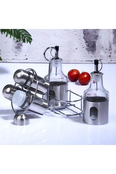 ACAR Kosova Glass-420 Metal Oil & Vinegar & Salt Shaker Set