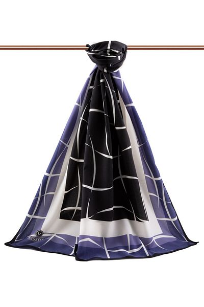 Vissona Γυναικείο σάλι πολυτελείας Medina Silk Indigo-2