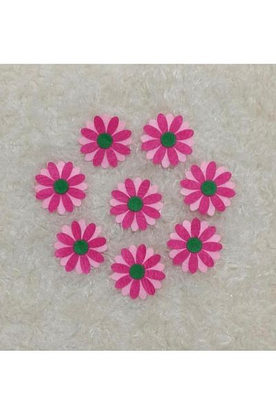 Hanzade Felt Daisy Figure Pink Fusya 10 Pieces