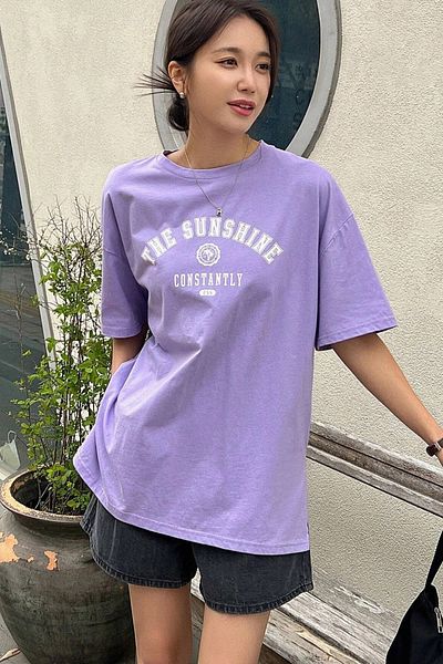 MODAGEN Unisex Lilac Oversize The Sunshine Printed T-shirt Tee