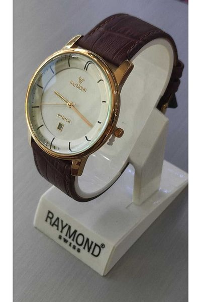 Raymond Men's Leather Rosegold-Brown Wristwatch