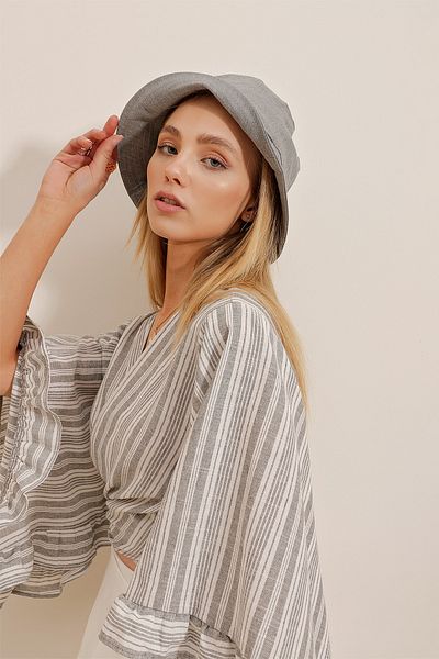 Trend Alaçatı Stili Women's Gray Bucket Hat ALC-X10349