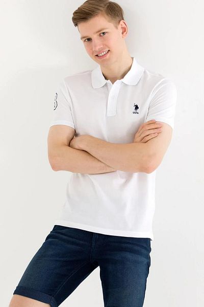 U.S. Polo Assn. Ανδρικό μπλουζάκι με λευκό πόλο λαιμόκοψη