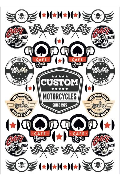 sticker Motosiklet Kask Dış Mekan Custom Motorcyle Cafe Racer Çıkartma