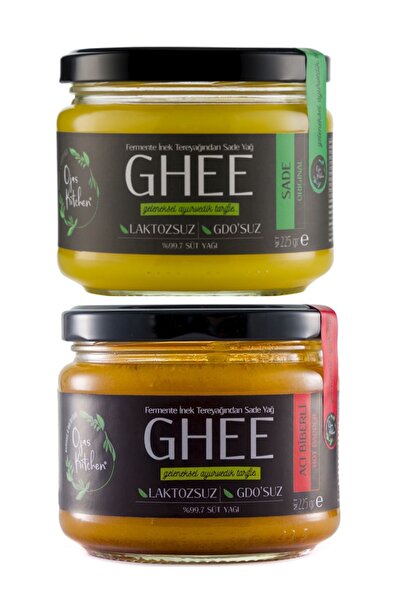 ojas kitchen 2 Li Sade Ghee & Acılı Çeşnili Ghee Sade Yağ 225 Gr -laktozsuz K...
