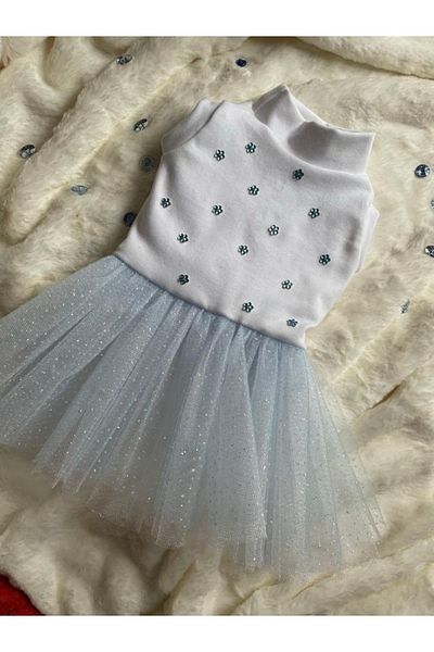 Barneystore Cat Dog Cotton Combed Rhinestoned Tutu Dress
