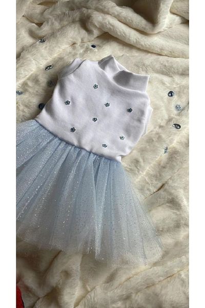 Barneystore Cat Dog Cotton Combed Rhinestoned Tutu Dress