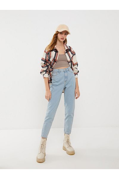 LC Waikiki Dámské džínové kalhoty Mom Fit Straight s vysokým pasem