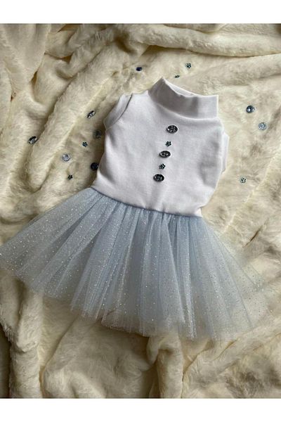 Barneystore Cat Dog Cotton Combed Rhinestoned Tutu Dress