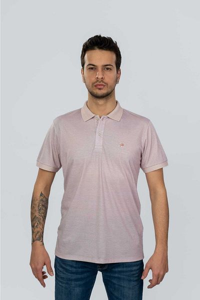 Moda Işık Μπλουζάκι με ψηφιακή στάμπα σε ανοιχτό ροζ χρώμα Polo Neck