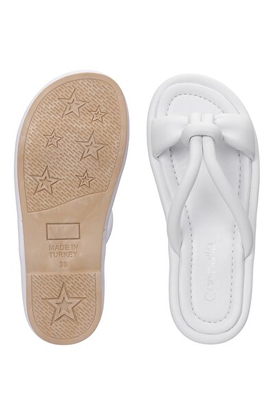 İmerShoes White Puff Slippers - Soft Sole and Light Flexible Women's Sandals 026