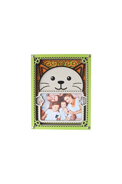 3D SERGİ Children's Room Photo Frame - Wooden Children's Picture Frame - Multi-Layer Frame - Cat Themed