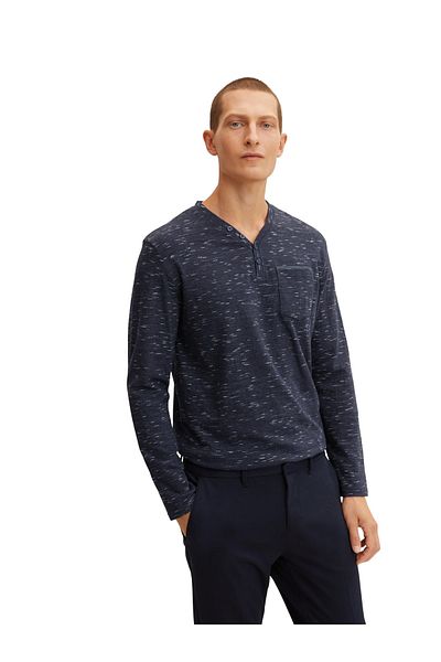 Tom Tailor Shirt Langarmshirt mit aufgesetzter Brusttasche und Henleyausschnitt