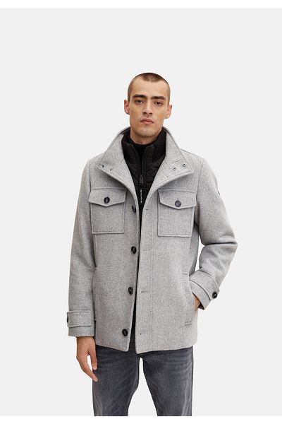 Tom Tailor Jacke Winterjacke mit eingesetztem Stehkragen, Knopfleiste und seitlichen Eingrifftaschen