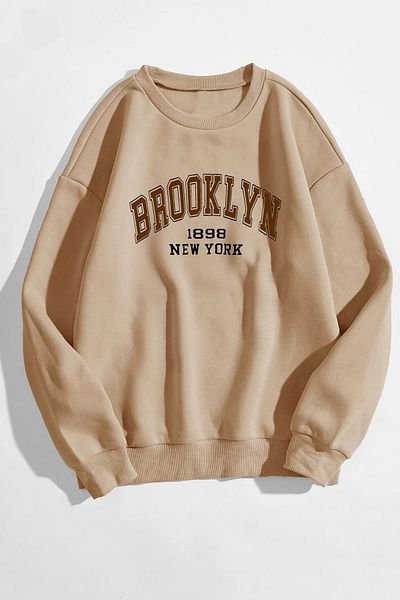MODAGEN Φούτερ Unisex Mink Oversize Καφέ Μπρούκλιν με στάμπα