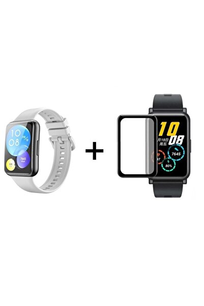 Huawei Watch Fit 2 Uyumlu Spor Soft Tasarım Silikon Kordon + Tam Kaplayan Ekr...